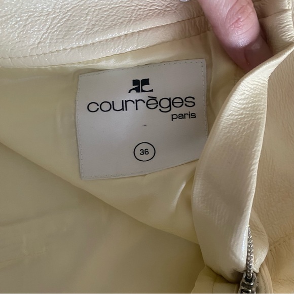 Courreges Vinyl Skirt In Cream Off White With Stains Size FR36 US4 - Picture 5 of 13